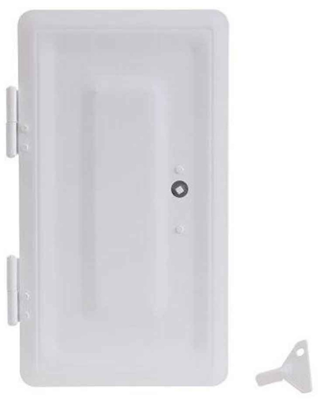 Komínové dvierka s kľúčom 360 x 200 mm, biela farba