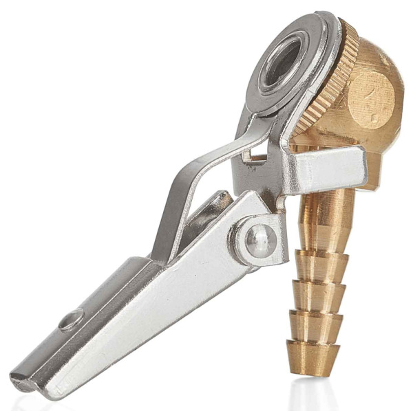 Mosadzná koncovka k hadičke s priemerom 8 mm na plnenie pneumatík so západkou, GEKO 1