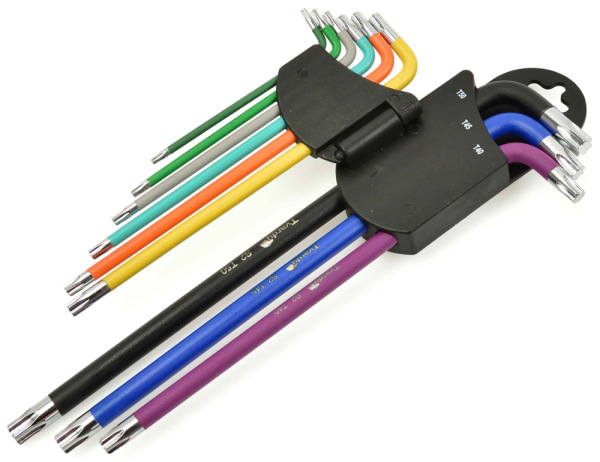 Sada TORX farebných predĺžených kľúčov T10-T50, 9-dielna, S2, TVARDY 1