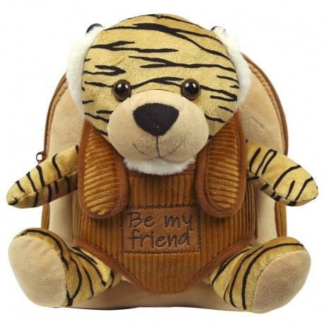 BE MY FRIEND, Detský plyšový batoh s odnímateľnou hračkou TIGER, 13050