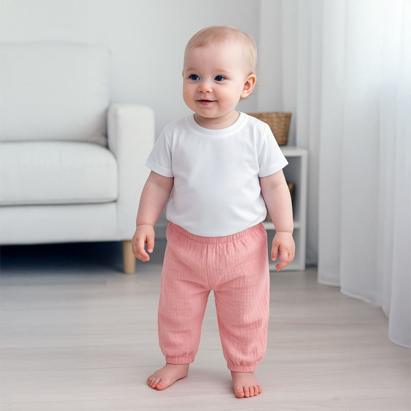 Detská bavlnená súprava tričko a mušelínové nohavice New Baby Kindergarten ružová 122 (6-7 rokov) 3