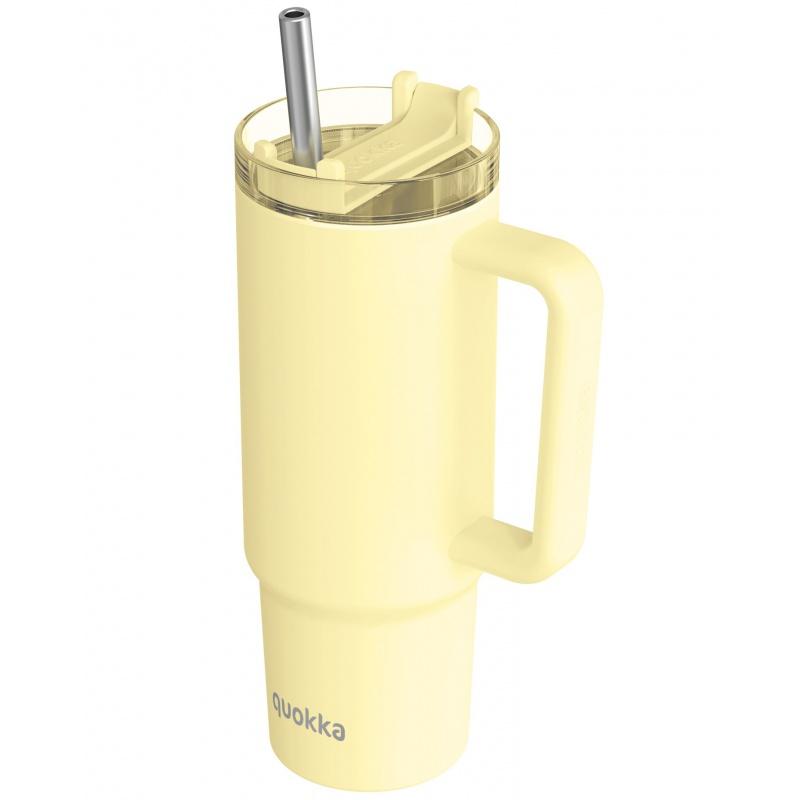 Quokka Vibe Smartgrip, Nerezový termo pohár Pastel Yellow, 880ml, 40382