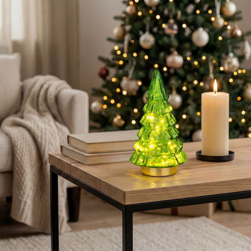 Dekorácia MagicHome Vianoce, Stromček, 12xLED teplá biela, 2xAA, IP20, 12x12x24 cm 1