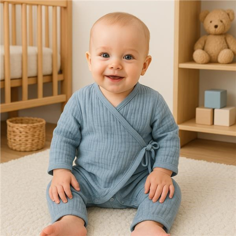 Dojčenský mušelínový overal New Baby blue 62 (3-6m) 3