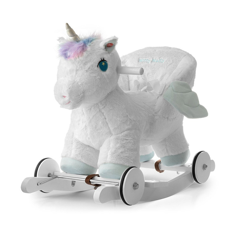 Hojdací koník s melódiou a kolieskami Milly Mally Polly Jednorožec