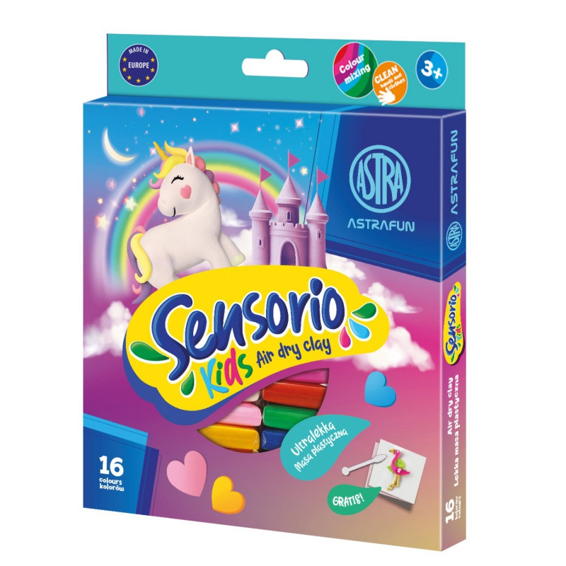 Modelovacia hmota (air dry clay) Sensorio Kids Unicorn, 16 farieb, 336124024