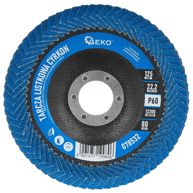 Brúsny lamelový kotúč polkruhový na zvary 125 x 22,2 zrno 60 ZIRKON, GEKO
