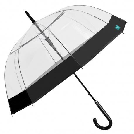 PERLETTI Dámsky automatický dáždnik BLACK BORDER Transparent, 26214
