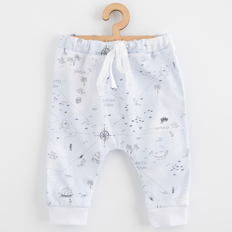 Detské bavlnené nohavice Jogger New Baby For Babies ocean 56 (0-3m)