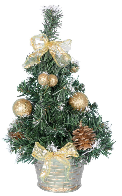Stromček MagicHome Vianoce, ozdobený, zlatý, 30 cm