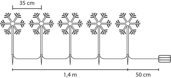 Reťaz MagicHome Vianoce Frozen SnowFlake, 5x LED studená biela, snehové vločky, 3xAA, IP44, exteriér 2