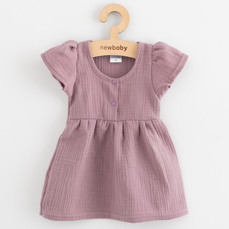 Dojčenské mušelínové šaty New Baby lavender 56 (0-3m)