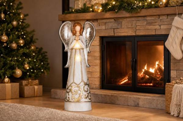 Dekorácia MagicHome Vianoce, Anjel, 2xLED teplá biela, 3xAA, 27,5x19x67cm 1