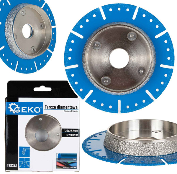 Diamantový kotúč na rezanie a zrážanie hrán PVC rúr 125 mm, GEKO