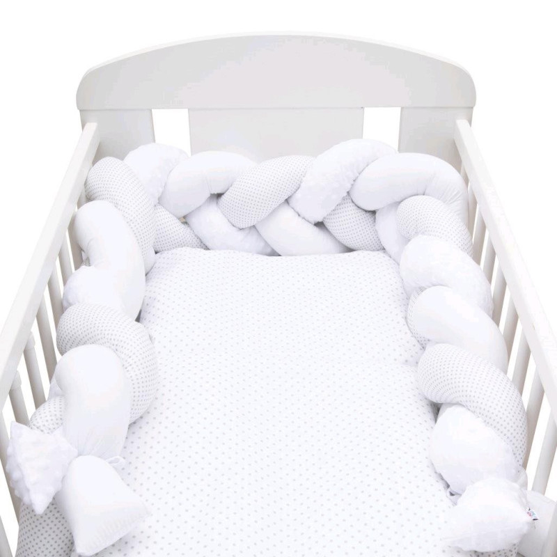 Ochranný mantinel do postieľky vrkoč New Baby Minka a Bodky sivý 5