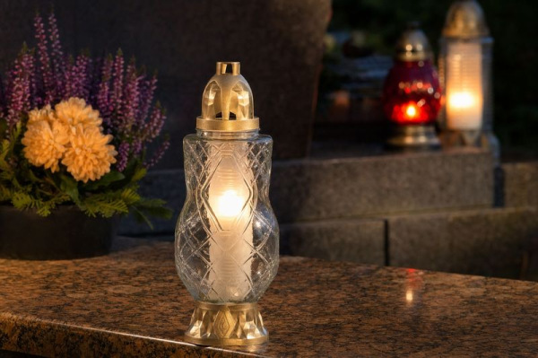 Kahanec Grave, číre sklo, 62 h, 180 g, 36 cm, na hrob 1