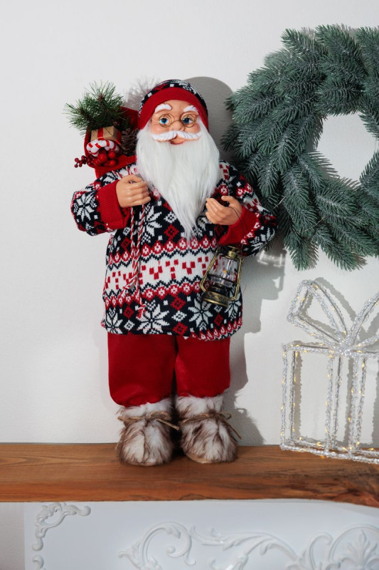 Dekorácia MagicHome Vianoce, Santa, so svetrom, 60 cm 1