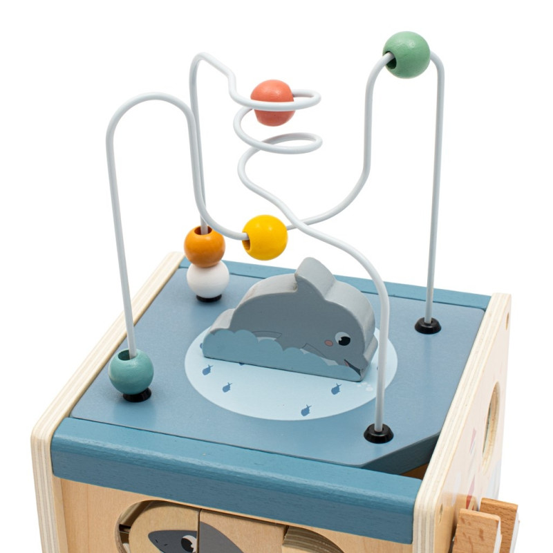 Drevená multifunkčná kocka Ocean Montessori Baby Mix 4