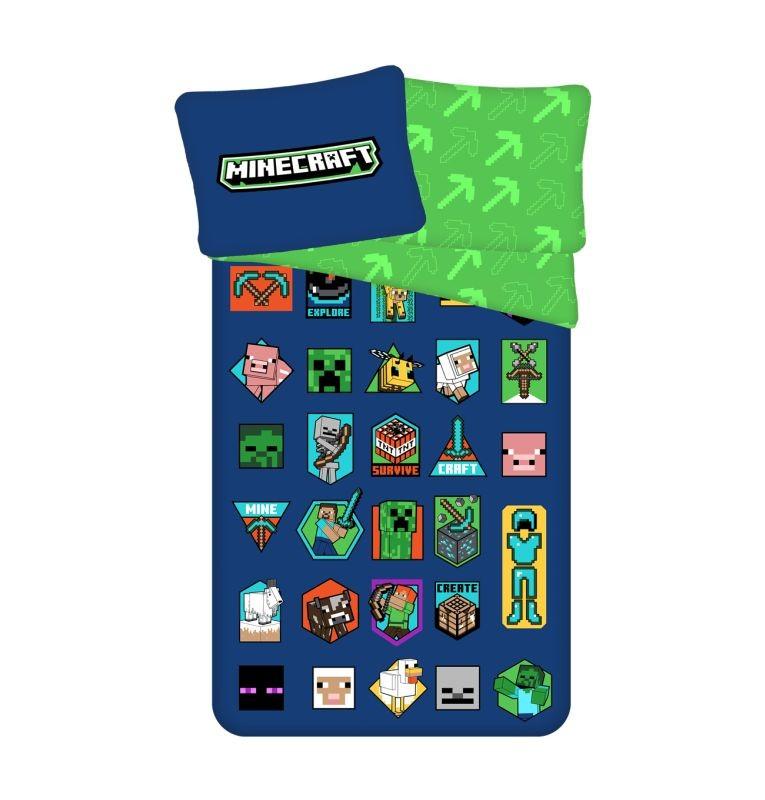 JERRY FABRICS  Obliečky Minecraft Badges 140/200, 70/90