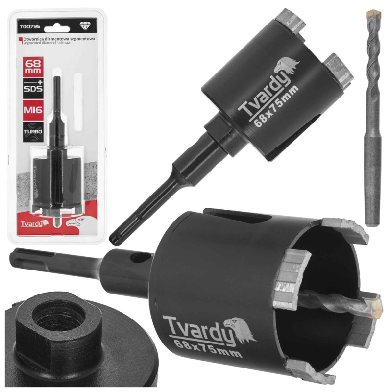 Vrták diamantový korunkový so stredovým vrtákom, priemer 68 mm, upínanie SDS+, M16, TVARDY
