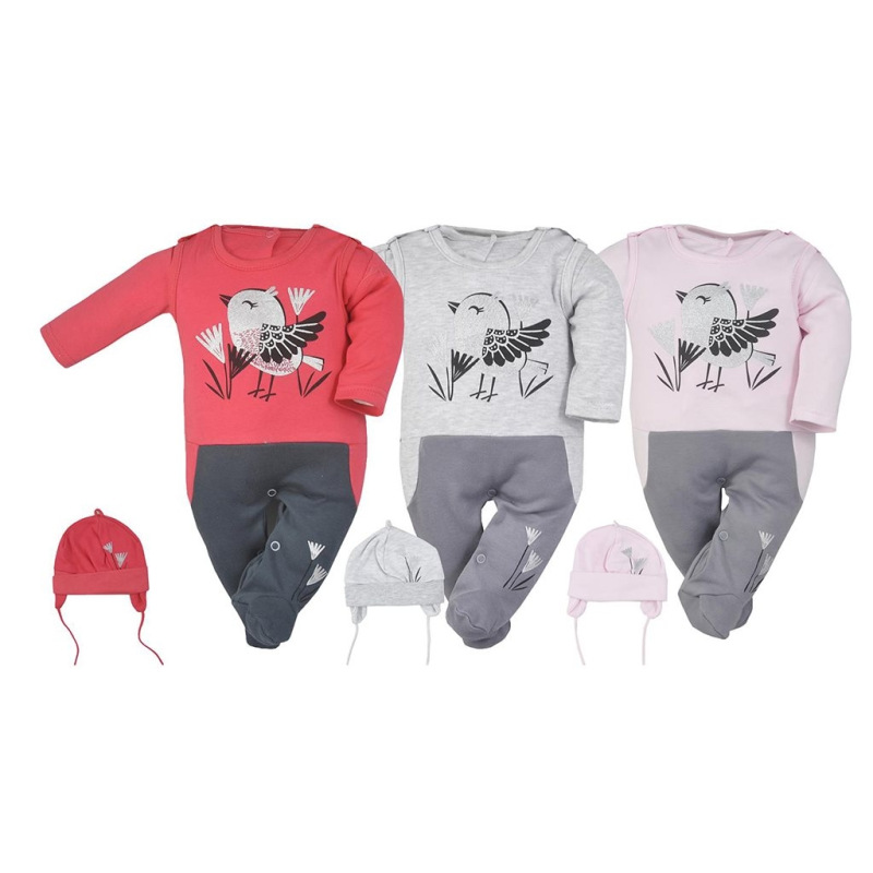 3-dielna bavlnená detská súprava Koala Birdy sivá 80 (9-12m) 1