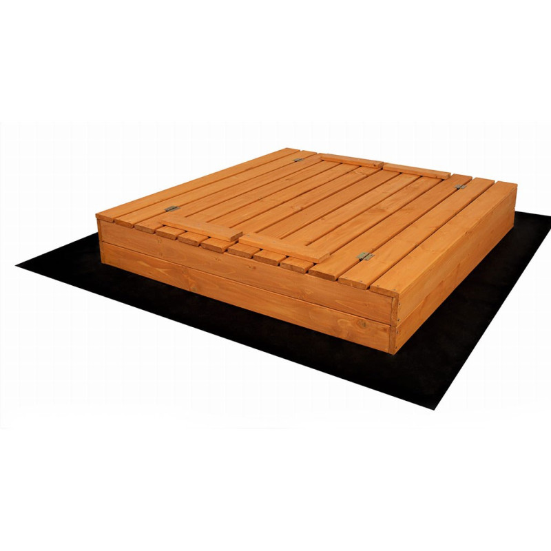 Detské drevené uzatvárateľné pieskovisko s lavičkami a strieškou Baby Mix 120x120 cm sivé 5