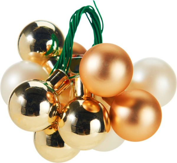 Dekorácia, Vianočné gule, champagne, 2,5 cm, sellbox 16ks 1