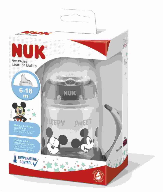 Dojčenská fľaša na učenie NUK Disney Mickey s kontrolou teploty 150 ml sivá 2