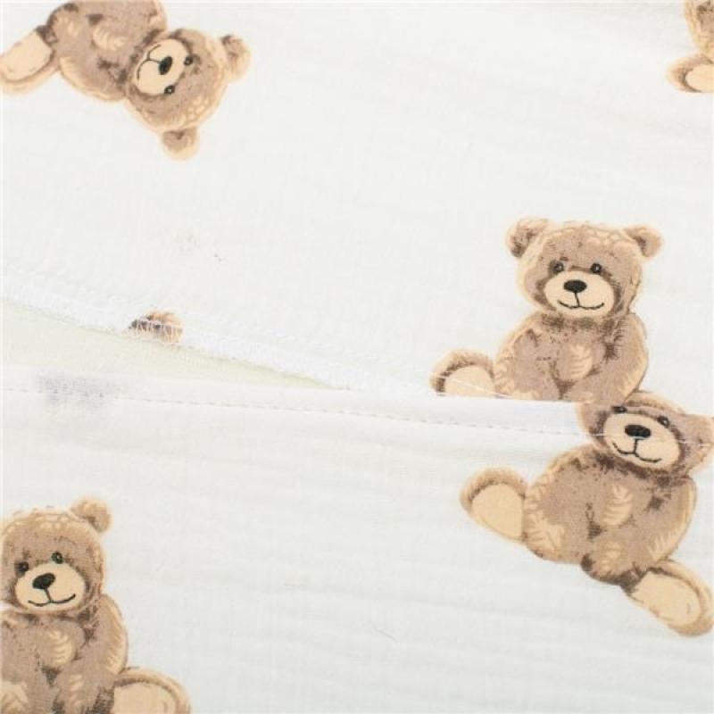 Mušelínový poťah na detský vankúš-klin New Baby STANDARD 59x37cm bear