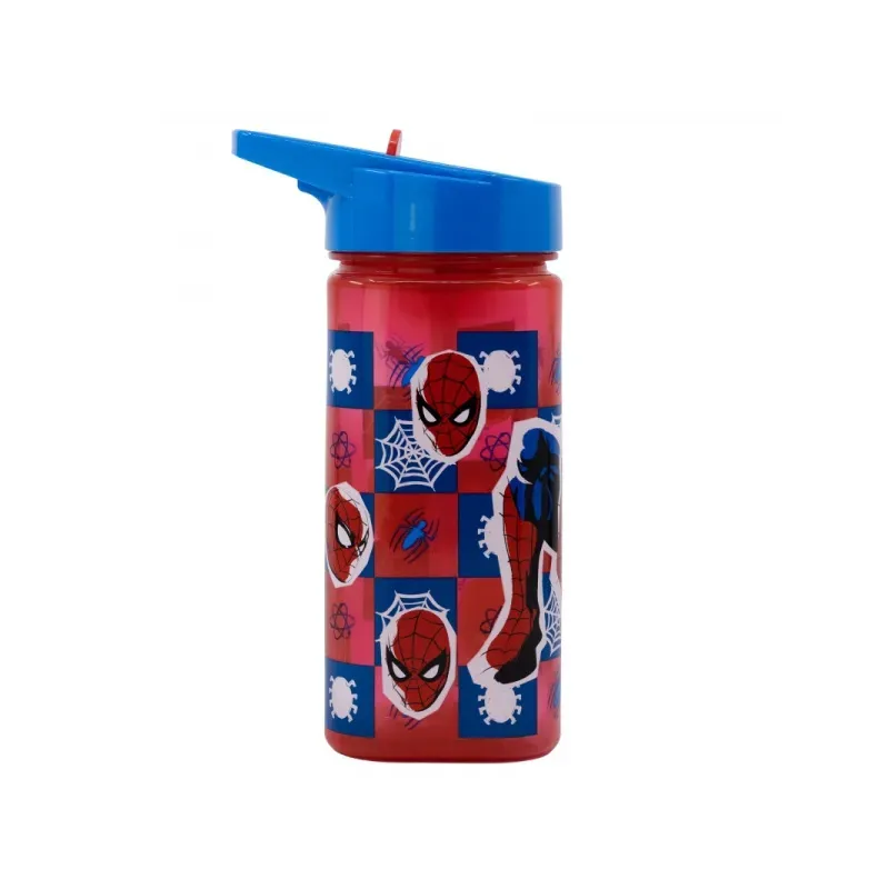 Plastová hranatá fľaša s výsuvnou slamkou SPIDERMAN, Tritan 530ml, 74714