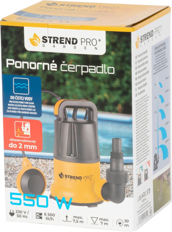 Čerpadlo Strend Pro Garden, ZSPQD550-E, do čistej vody, 550W, 6500 lit./h, 10 m kábel 1
