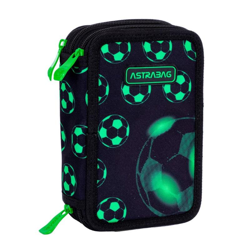 Trojposchodový peračník s náplňou AstraBAG NEON FOOTBALL, AC31, 503024064