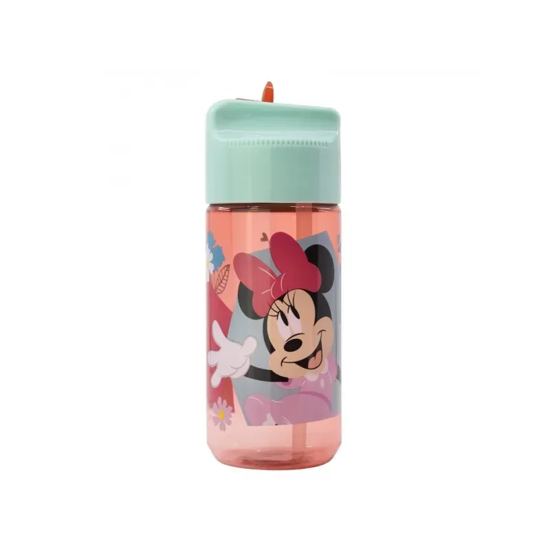 STOR Plastová fľaša s výsuvnou slamkou MINNIE MOUSE, Transparent Tritan, 430ml, 74436