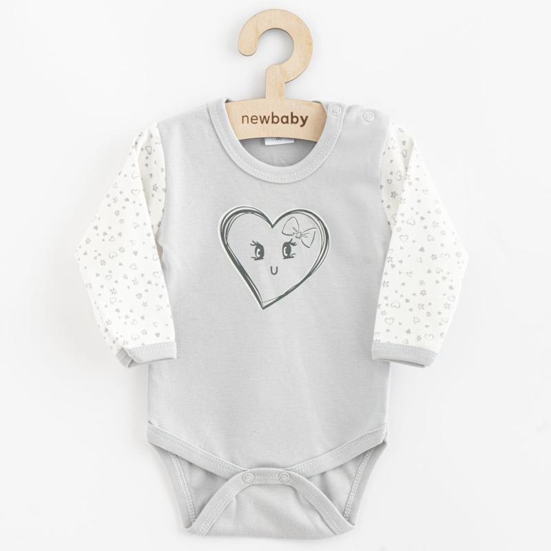 Dojčenské bavlnené body s dlhým rukávom New Baby Srdiečka 68 (4-6m)