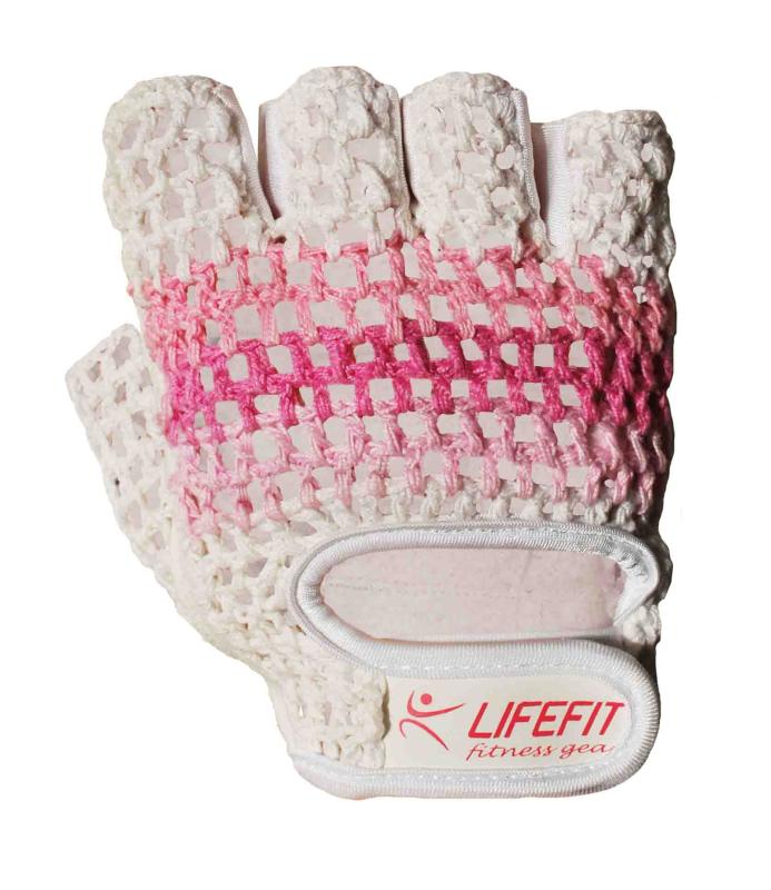 Fitness rukavice LIFEFIT KNIT, veľ. S, ružovo-biele