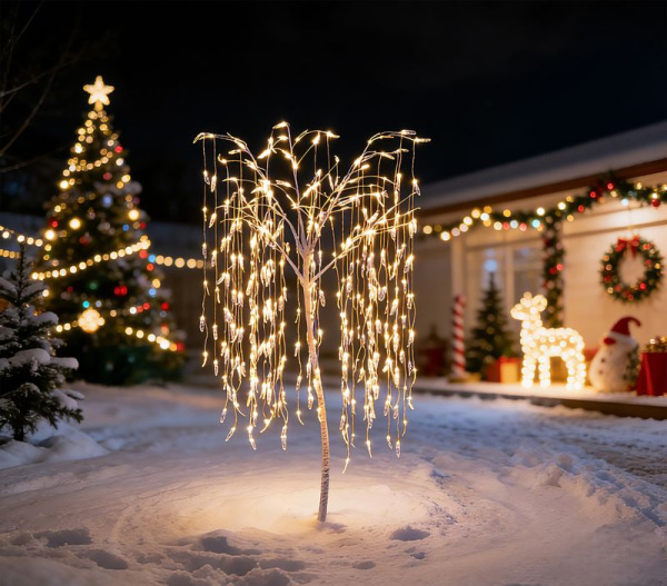 Stromček MagicHome Vianoce, vŕba, 384 LED, teplá biela, 180 cm