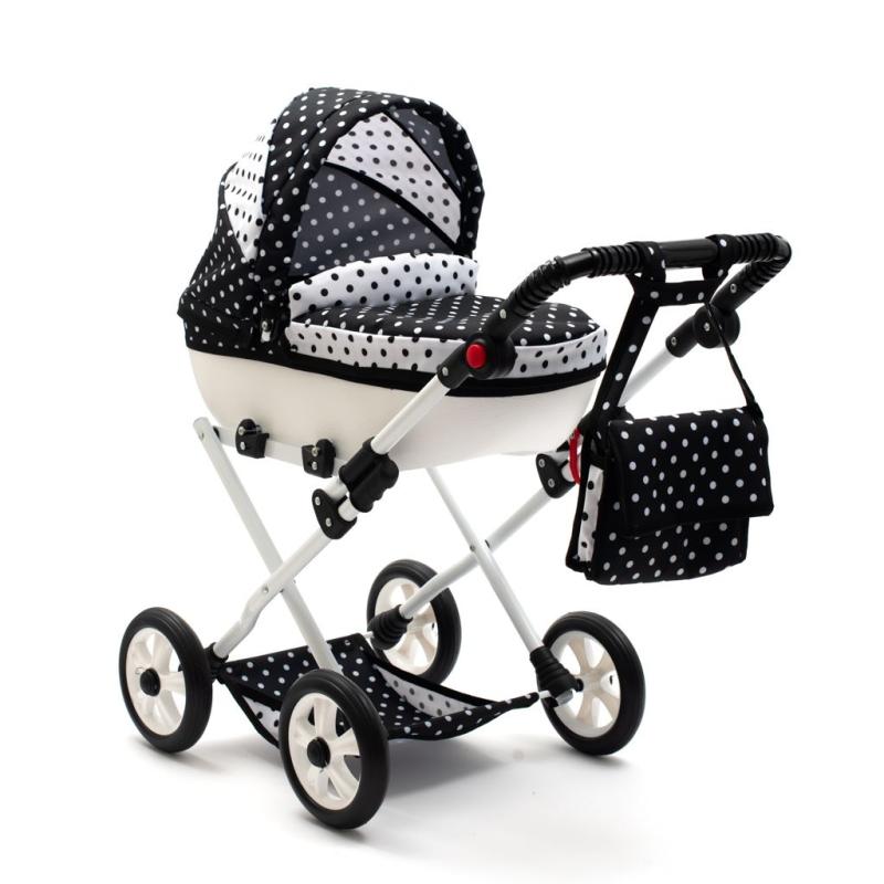 Detský kočík pre bábiky New Baby COMFORT bielo-čierny