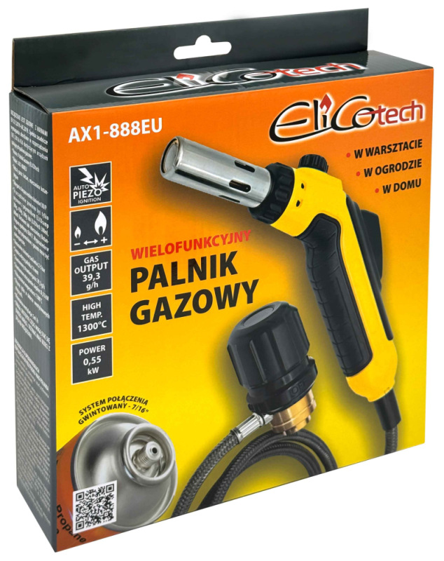 Plynový horák s hadicou, pripojenie na závit 7/16", ELICO 2