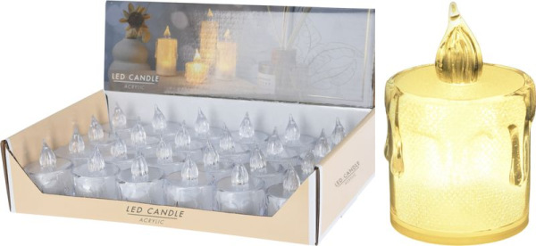 Sviečka, vianočná, LED, teplá biela, 5 cm, sellbox 24 ks