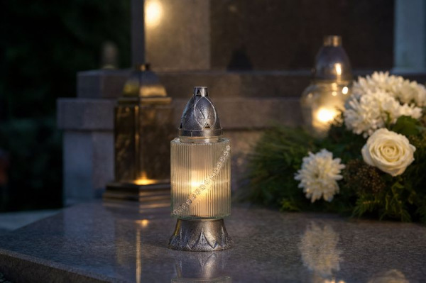 Kahanec Grave, sklo, dekor, 28 h, 80 g, 25 cm, na hrob 1