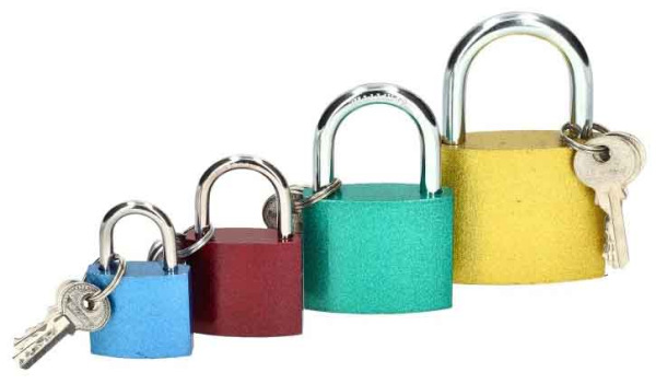 Zámok visiaci liatinový, farebný AB-30 mm, XL-TOOLS