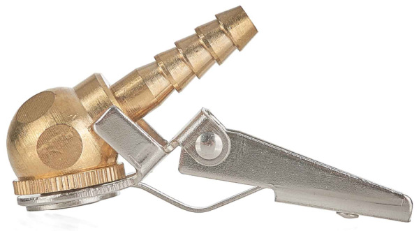 Mosadzná koncovka k hadičke s priemerom 8 mm na plnenie pneumatík so západkou, GEKO