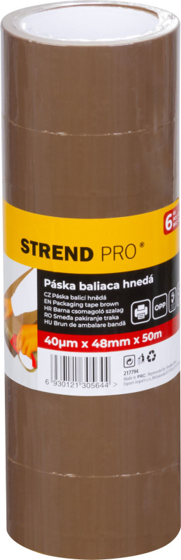 Páska Strend Pro, 48 mm, L-50 m, 40 µm, OPP, baliaca, lepiaca, hnedá, bal. 6 ks 2