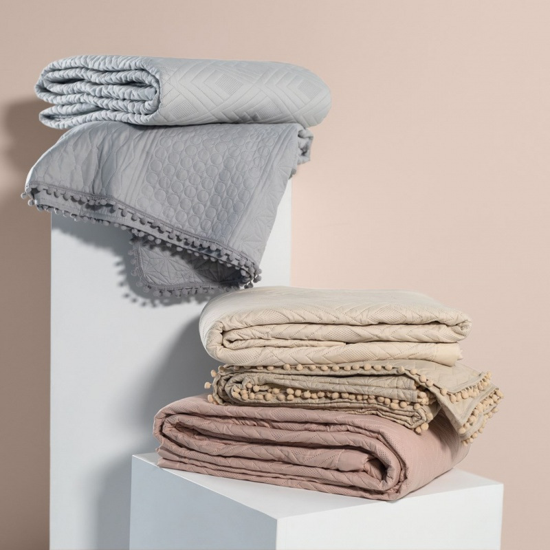 Obojstranný pléd /prehoz na posteľ AmeliaHome Ophelia, 220 x 240 cm, púdrová ružová 8