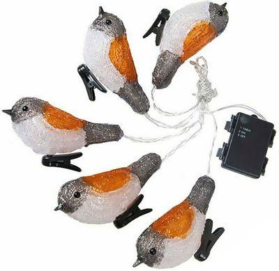 Reťaz MagicHome Vianoce A Bird, 25x LED, IP44, 3xAA, osvetlenie, 5 vtáčikov