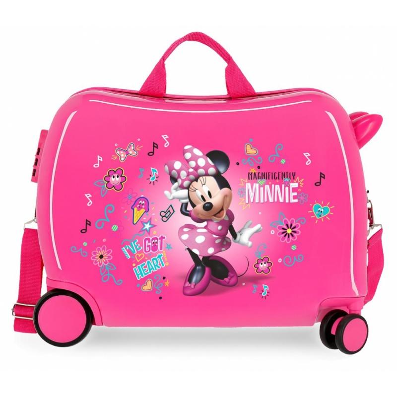 Detský cestovný kufor na kolieskach / odrážadlo MINNIE MOUSE Stickers, 34L, 23398E1