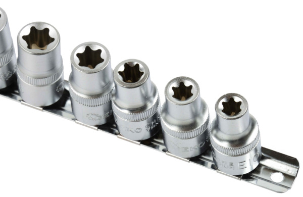 Sada 1/2" hlavíc TORX, 10-dielna E10 - E24 na lište, GEKO 2