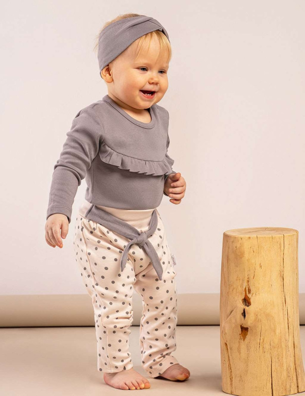 Dojčenské body s dlhým rukávom Nicol Sara sivá 80 (9-12m) 1