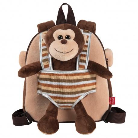 BE MY FRIEND, Detský obojstranný plyšový batoh s odnímateľnou hračkou OPICA, 13031
