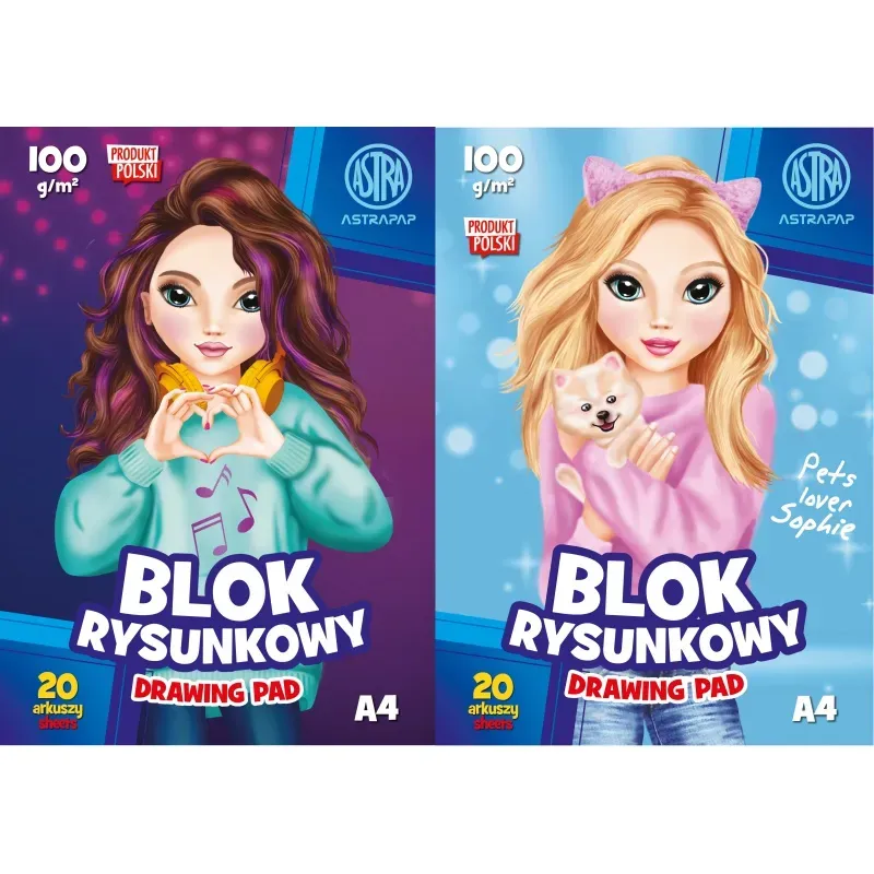 ASTRA Náčrtník / skicár A4, 20 listov 100g/m2 "Emi&Sofi", 106022013